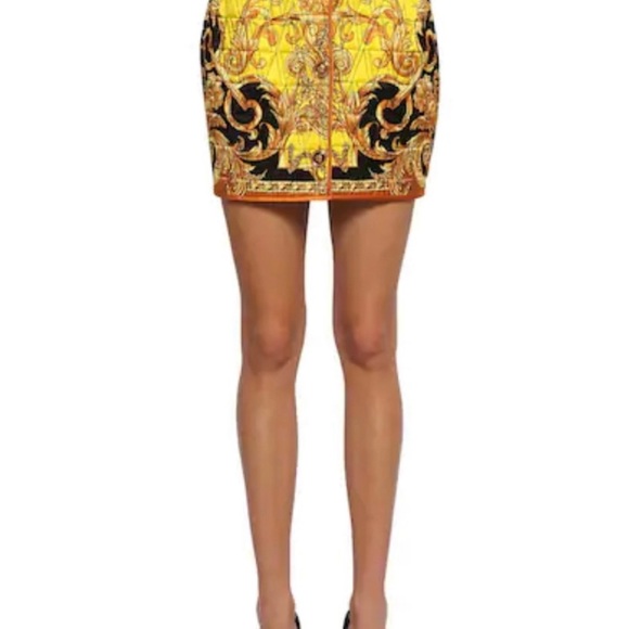 Versace Dresses & Skirts - Versace Baroque Print Silk Mini Skirt With A Belt, Size 6